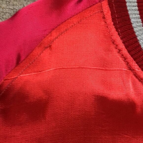 RARE 1980’s JouJou Bomber | Bright Red Rayon with Embroidery | Size M - Picture 3 of 16